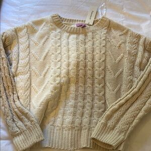 Francesca's Cream Cable Knit Sweater